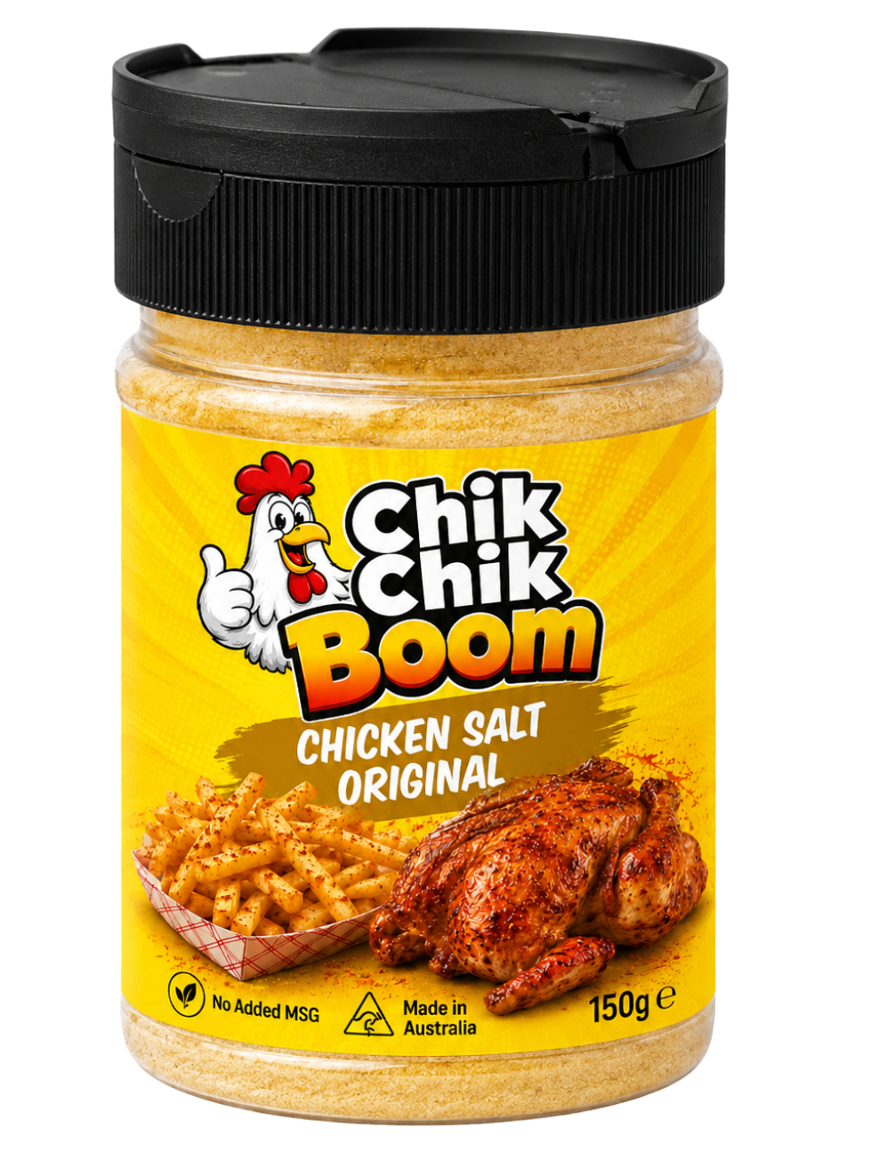 Jar of Chik Chik Boom Chicken Salt Original on a white background