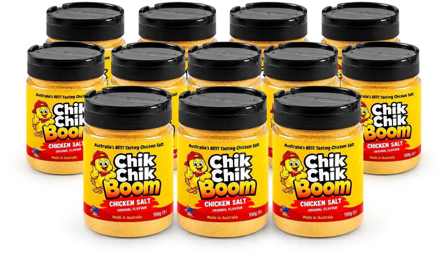 The Full Flock. Twelve 150g Chik Chik Boom shakers.